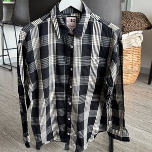 SO Women's Monochrome Plaid Button Down Shirt